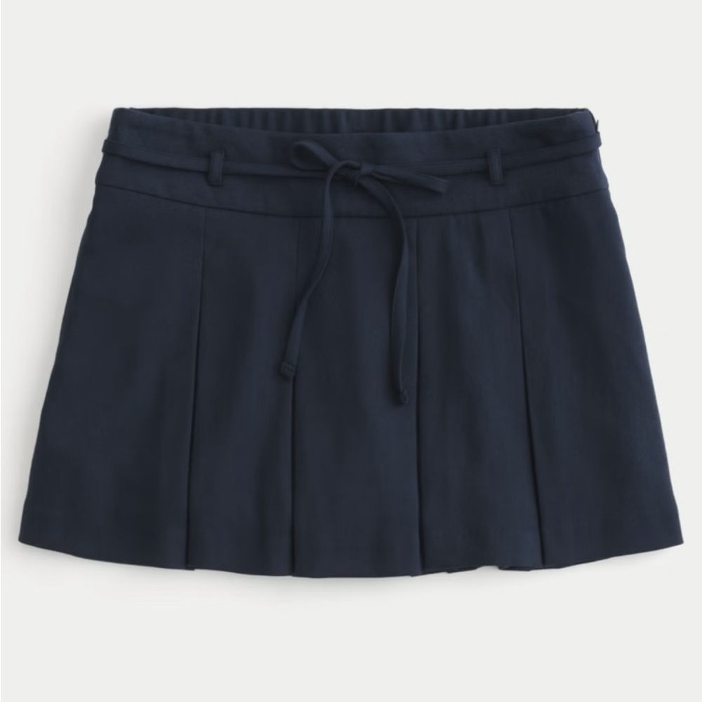 Hollister Navy Pleated Mini Skirt